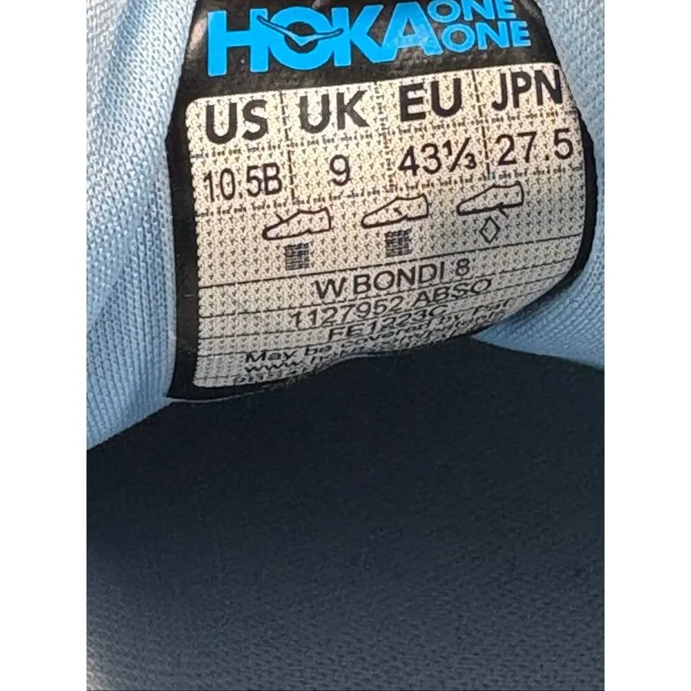 Hoka Bondi 8 Running Shoes Women’s Size 10.5 Blue Purple Cushioned Sneakers - Picture 8 of 8